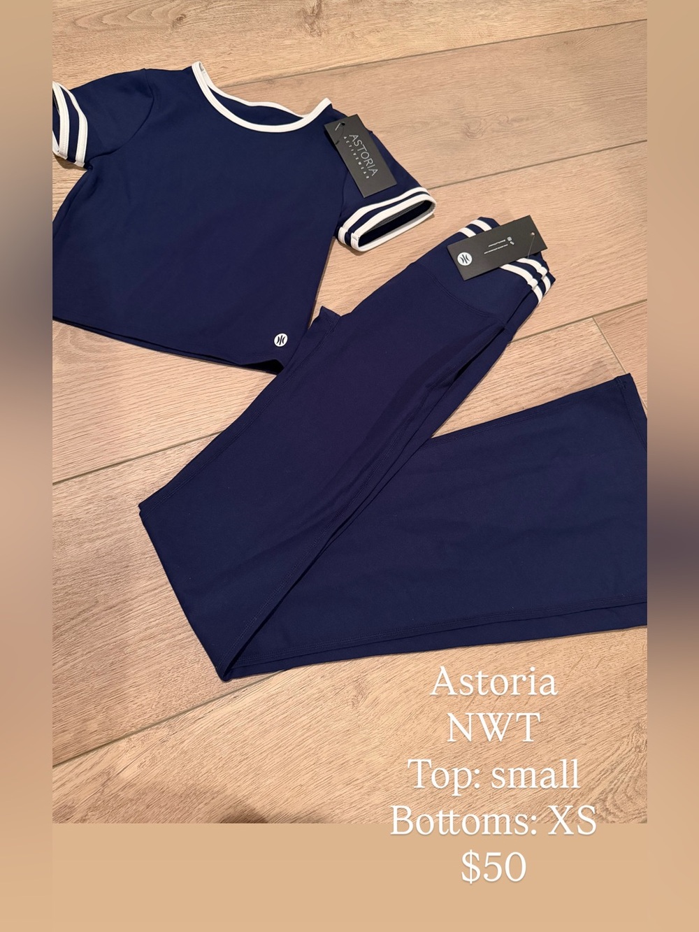 Astoria Navy Athletic Crop Top & Leggings Set
